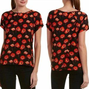 CAbi Flanders Split Back Poppy Print Blouse Women's Large Style 3251